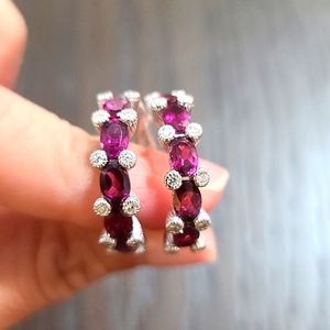 Judith Ripka 925 SS rhodium plated Rhodolite Earrings